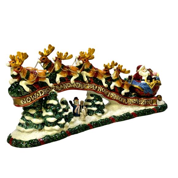 Fitz & Floyd 1994 Night Before Christmas Santa & Sleigh Centerpiece Candleholder - Picture 1 of 16
